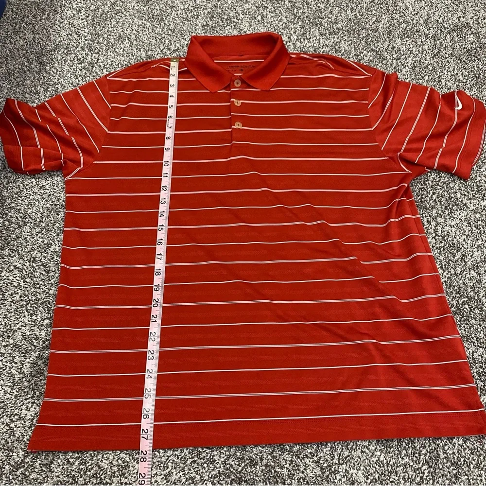 Nike Golf Dri-Fit Red and White‎ Striped Polo Short Sleeve Mens Size Large